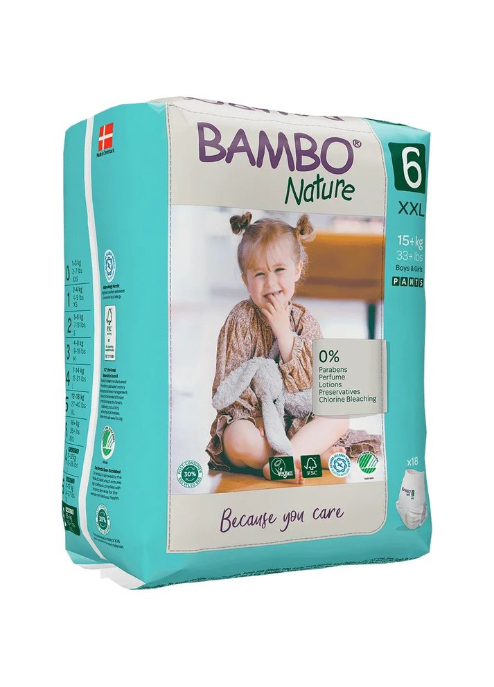 ЭКО подгузники-трусики 6 Pants (15+кг), 18 шт. Bambo Nature (284721958)