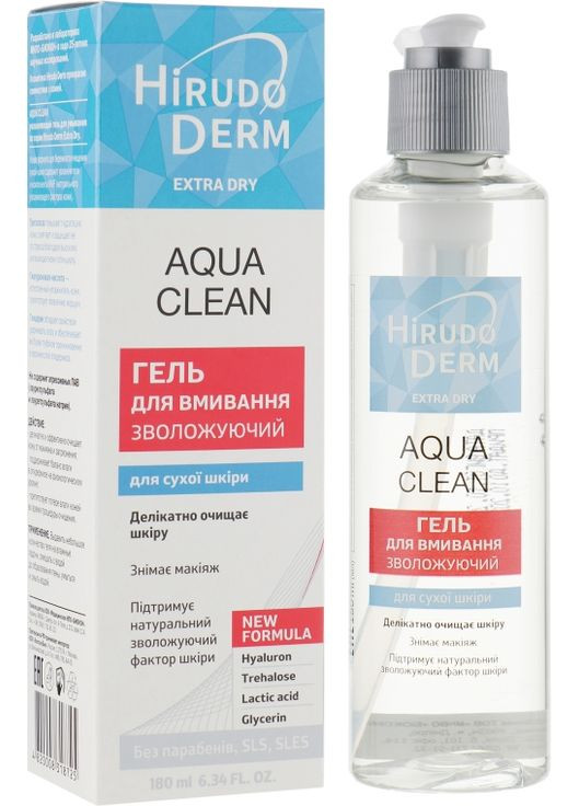 Гель увлажняющий для умывания Aqua Clean 180ml (64127-981) Hirudo Derm (368665612)