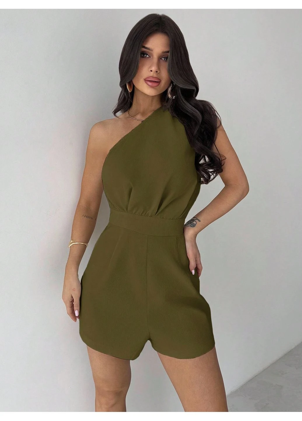 Комбинезон SHEIN однотонный зелёный