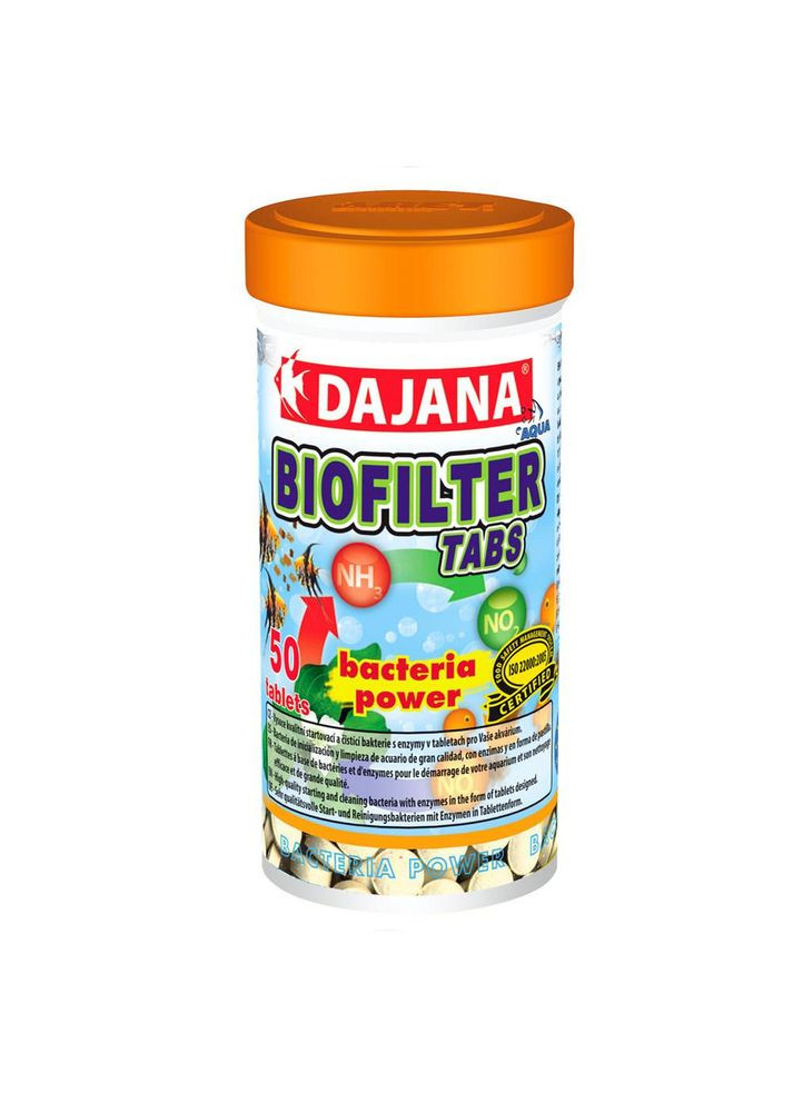 DAJANA BIOFILTER Таблетки для запуска аквариума, Биостартер, очищающие бактерии с энзимами 50 таб DP560A(D309) Dajana Pet (278309432)