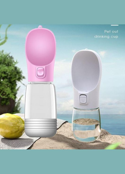 Портативная универсальная поилка Qianshi для животных с чашей для корма 380 мл + 180 г, Розовая ( ) No Brand (302392529)