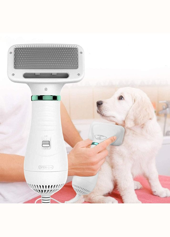 Щётка-фен расчёска для груминга шерсти собак и кошек 2в1 PET Grooming Dryer WN-10 массажёр для животных Белый No Brand (319712668)