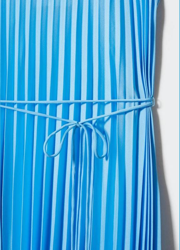 Голубое платье голубое меди на бретелях плиссе платье Mango