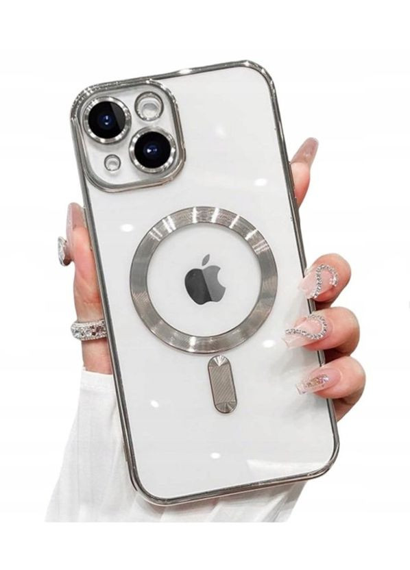Чохол для Apple iPhone 15 Plus з MagSafe та захистом камери Silver No Brand (278078131)