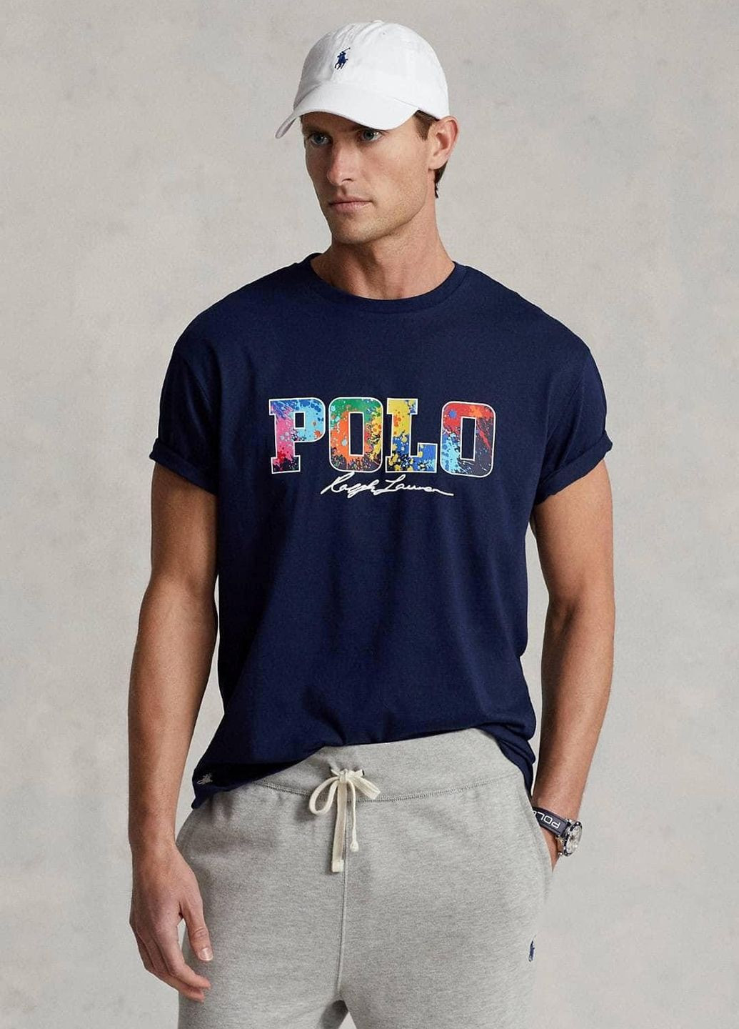 Темно-синя футболка з бавовни slim fit Polo Ralph Lauren