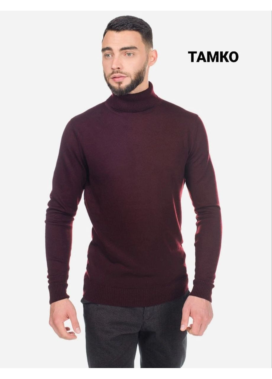 Бордовый демисезонный 🖤 классический мужской свитер с отворотом из турецкого трикотажа — замеры в описании DK/DL Мода без кордонів