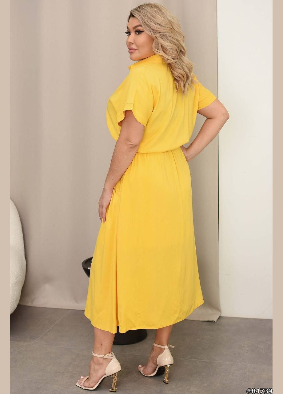 Желтое невероятно легкое и нежное платье с идеальной посадкой и длиной пояс в комплекте No Brand