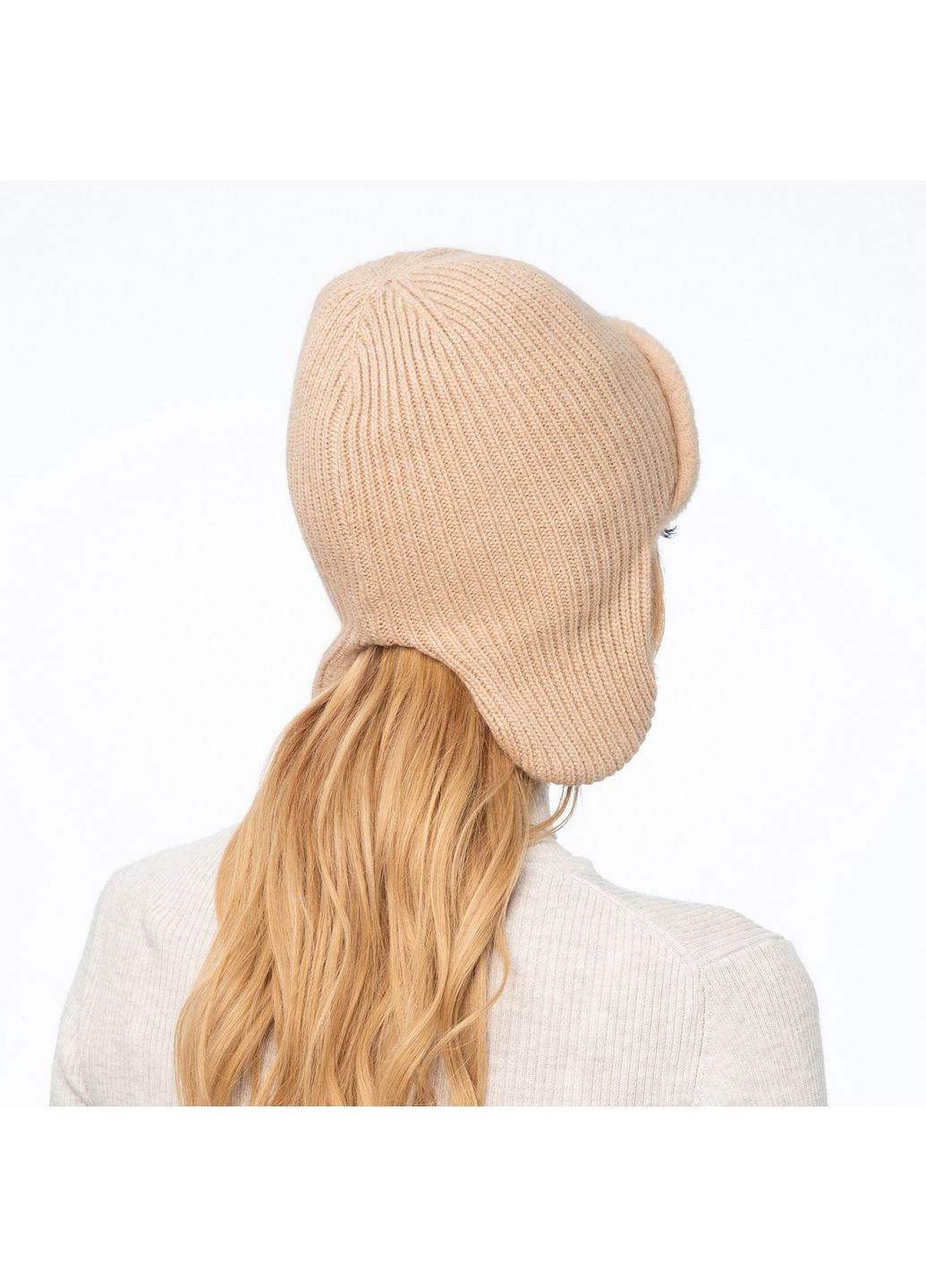 Шапка вушанка жіноча вовна бежева GINA LuckyLOOK 011-519 (322791869)