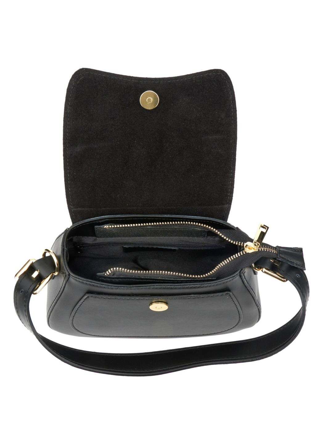 Сумка на плече класична жіноча натуральна шкіра чорна Fior Di Loto (371884224)