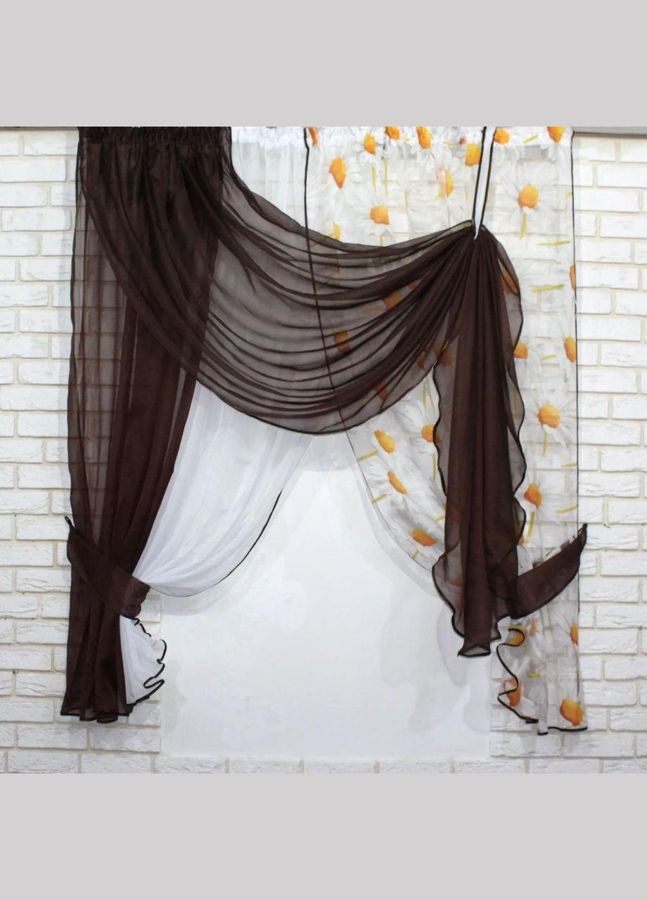 Шифоновые занавески шторы короткие 2x340x170 см (zanaves089к-3) No Brand (308755323)