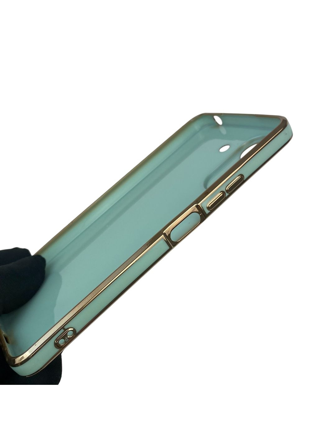 Чехол для POCO C65 с кольцом-подставкой с золотой окантовкой на поко с65 бирюзовый gs1 Xiaomi (366232612)