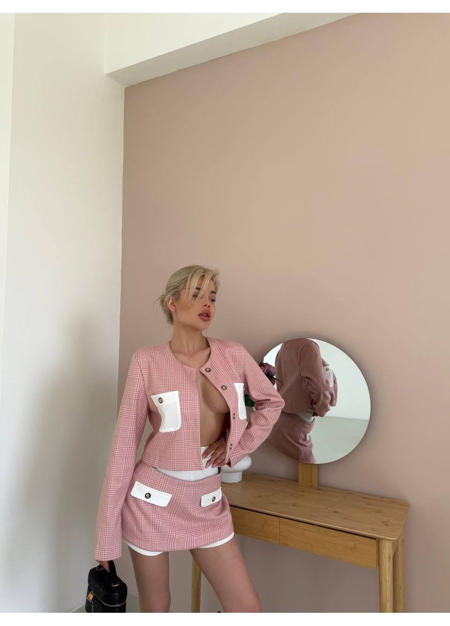 Жіночий костюм із жакета та спідниця-шорти з декоративними кишенями No Brand (371367861)