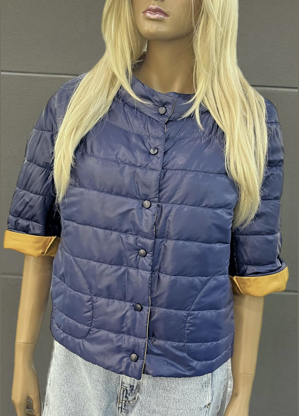 Синяя демисезонная трендовая легкая куртка демисезонная QUARTETTO