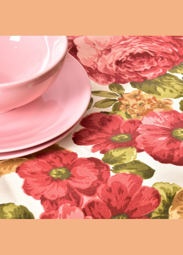 Скатерть 140х170 см с пятно и водоотталкивающей пропиткой хлопок пион бордо IDEIA (334726855)