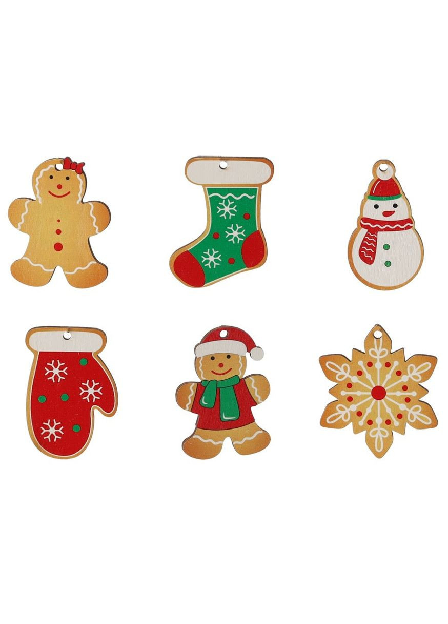 Прикраса-підвіска Новорічні атрибути, дерево, комплект 18шт, кольорові Chomik (367114060)