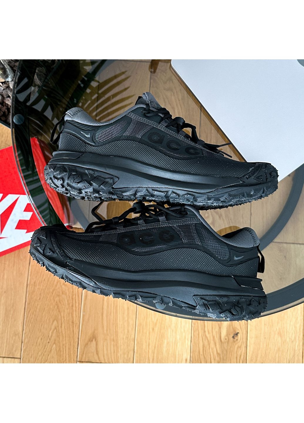 Чорні Осінні кросівки чоловічі nike acg mountain fly 2 low gtx gore-tex black | найк ацг моунтеін флай 2 чорні No Brand