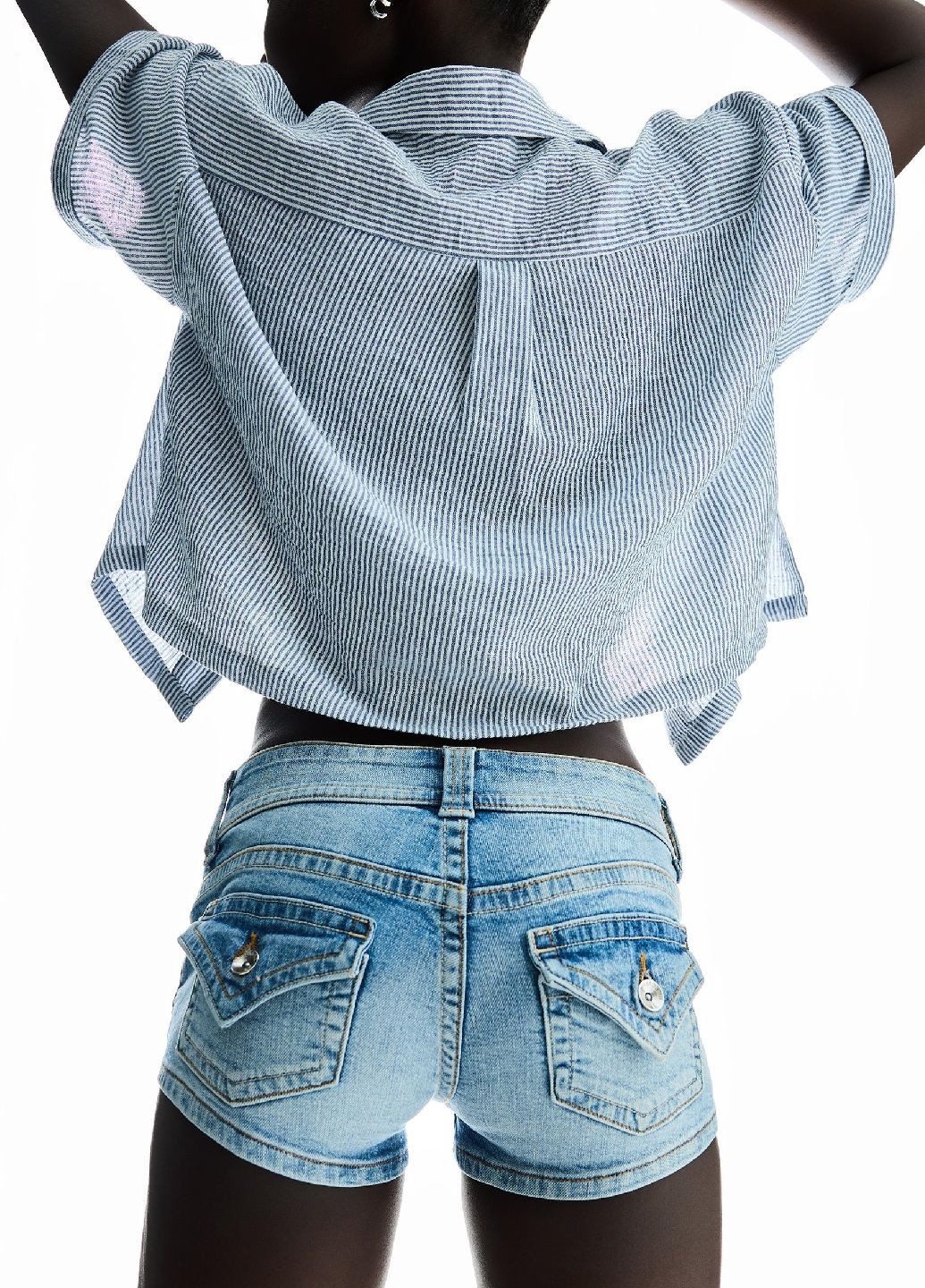 Светло-голубой рубашка в полоску Bershka