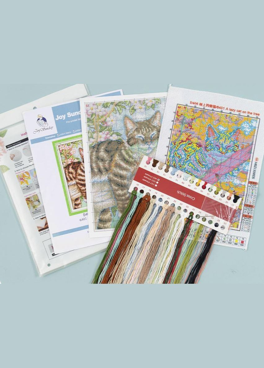 Набір для вишивання за нанесеною на канву схемою "Feline Love". AIDA 14CT printed 30*21 см Joy Sunday (313613340)