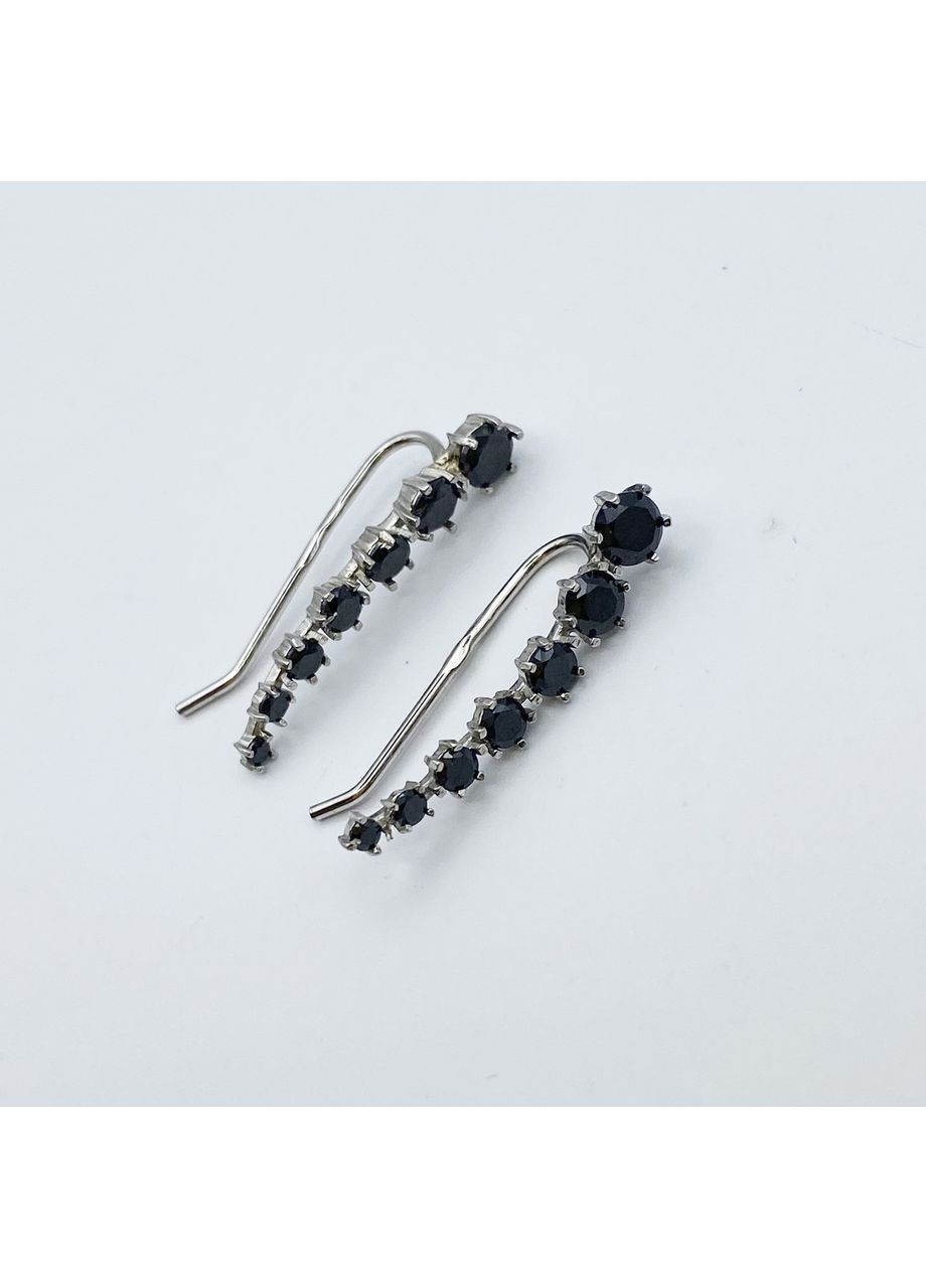 Серьги-кафе серебряные с кубическим цирконием 1,8 г No Brand (369737676)