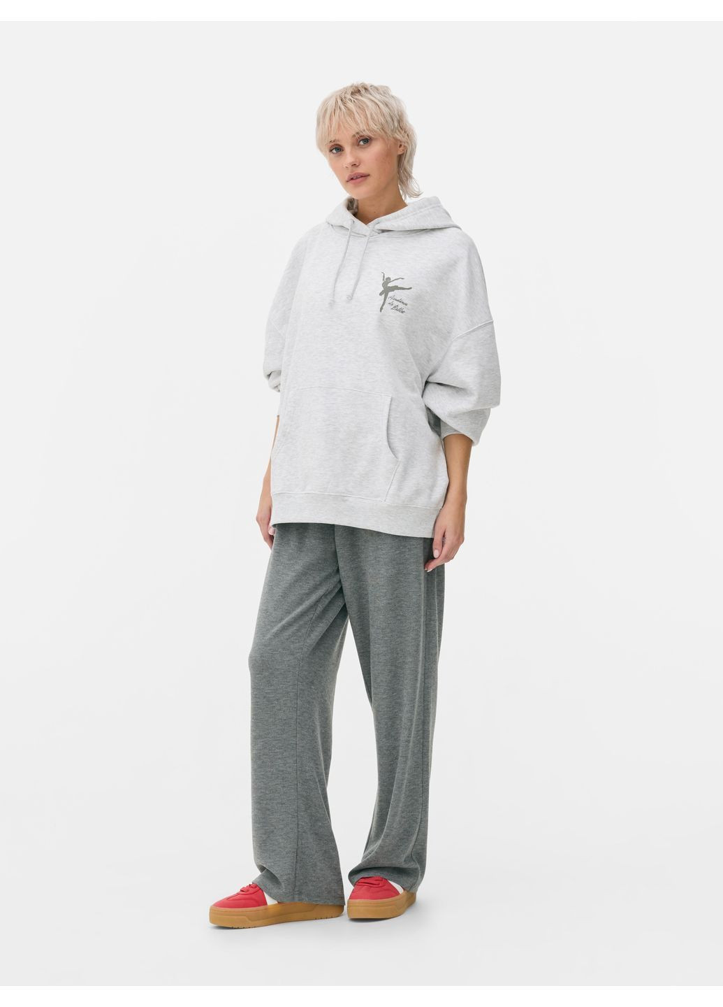 Худи флис,светло-серый меланж с принтом, Primark (368158341)