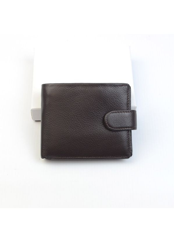 Коричневый мужской маленький кожаный кошелек портмоне на кнопке с зажимом для денег No Brand (360989545)