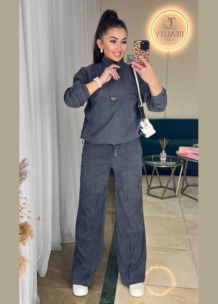 Костюм мікровельвет штани палаццо та кофта No Brand (345643575)