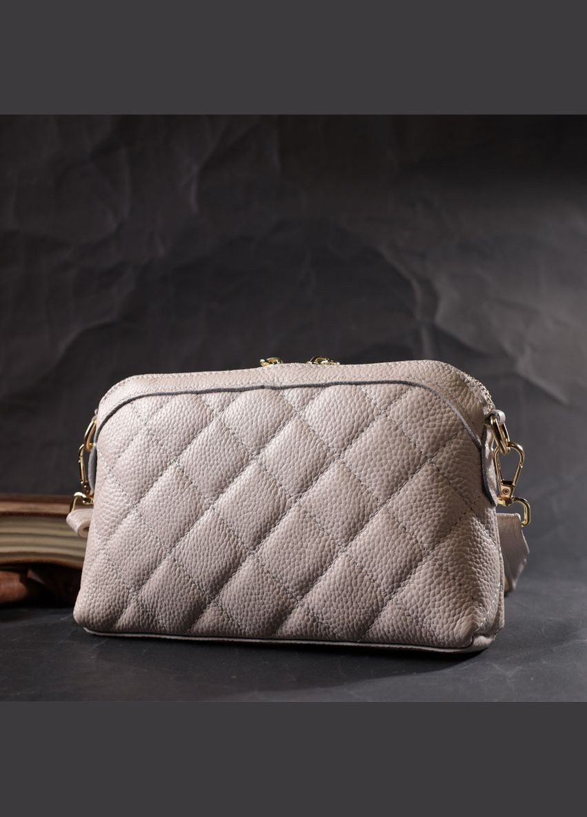 Сумка женская через плечо кожаная стеганая 22316 Белая Vintage (302008041)