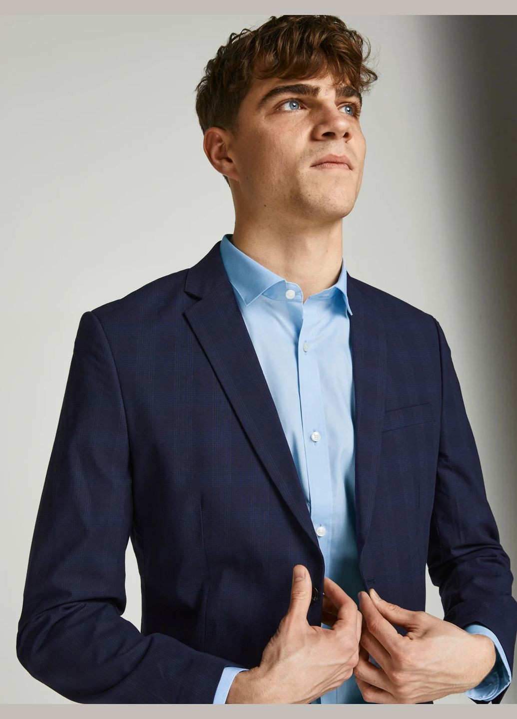 Голубой кэжуал рубашка однотонная JACK&JONES