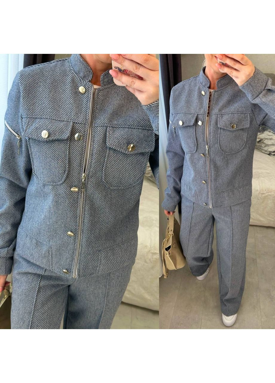 Костюм жіночий кашемір костюмний,сорочка на блискавці з кишенями та штани Україна (361298577)