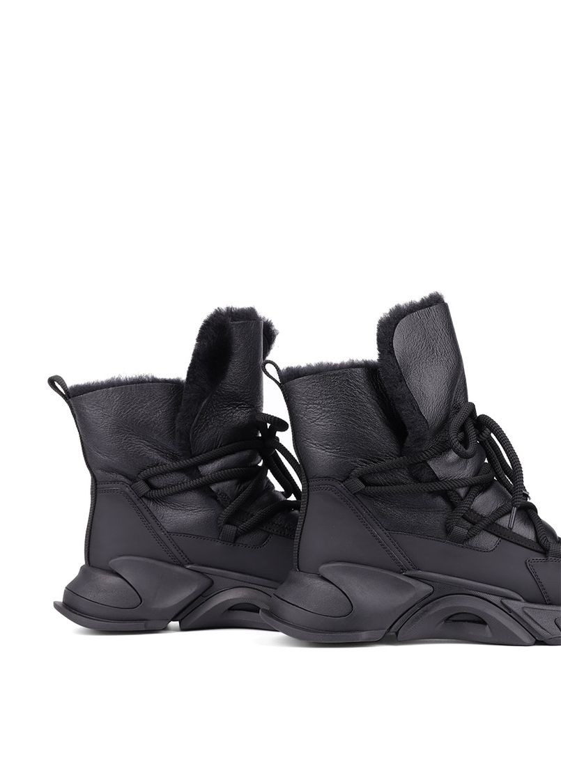 Зимние женские ботинки xh2199-15x черная кожа MIRATON