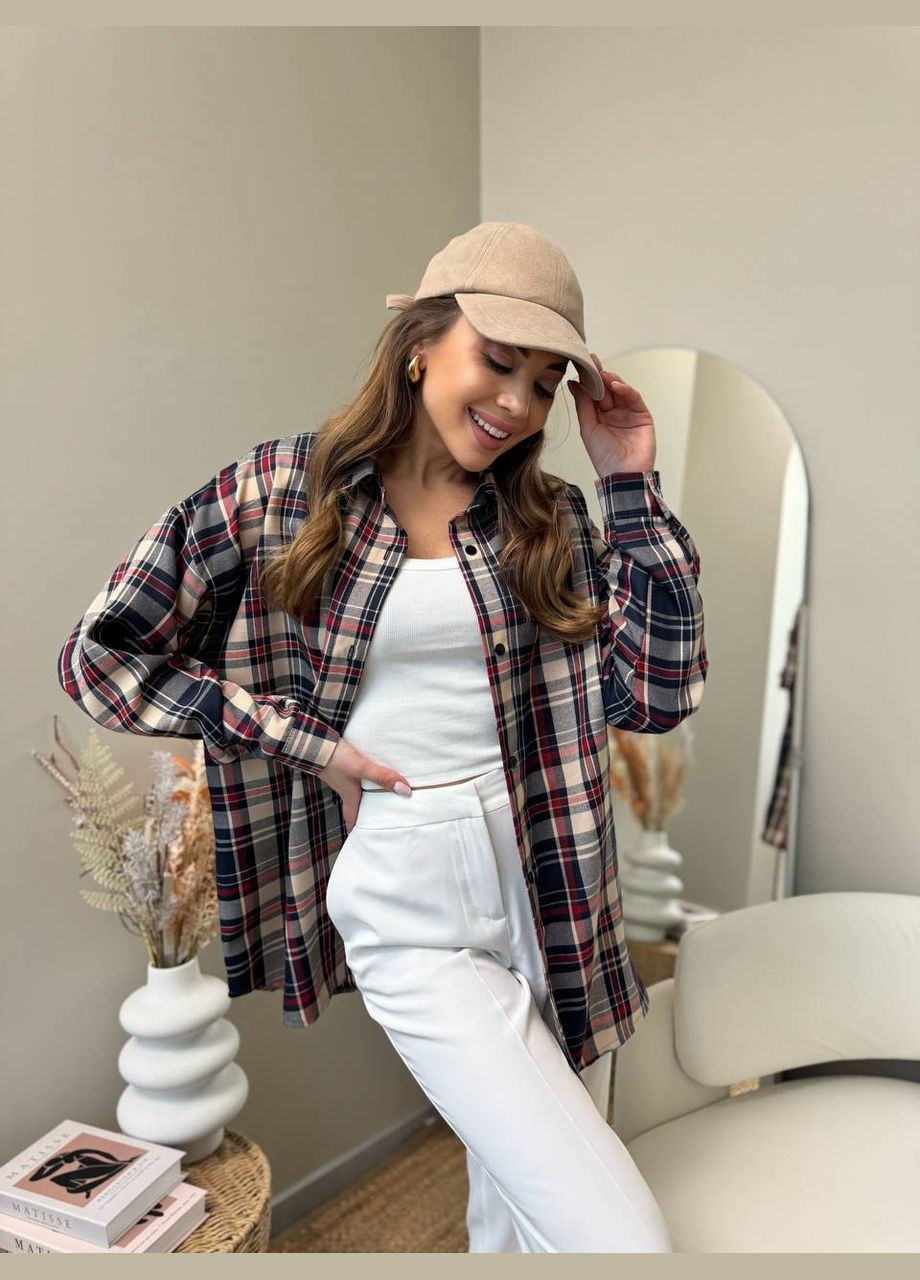 Синяя спортивная, повседневный, кэжуал, джинсовая рубашка в клетку Україна с длинным рукавом