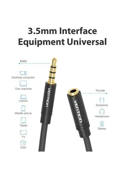 Кабель 3.5 мм - 3.5 мм (M/F), 0.5 м, Black (VAB-B06-B050-M) Vention (354745803)