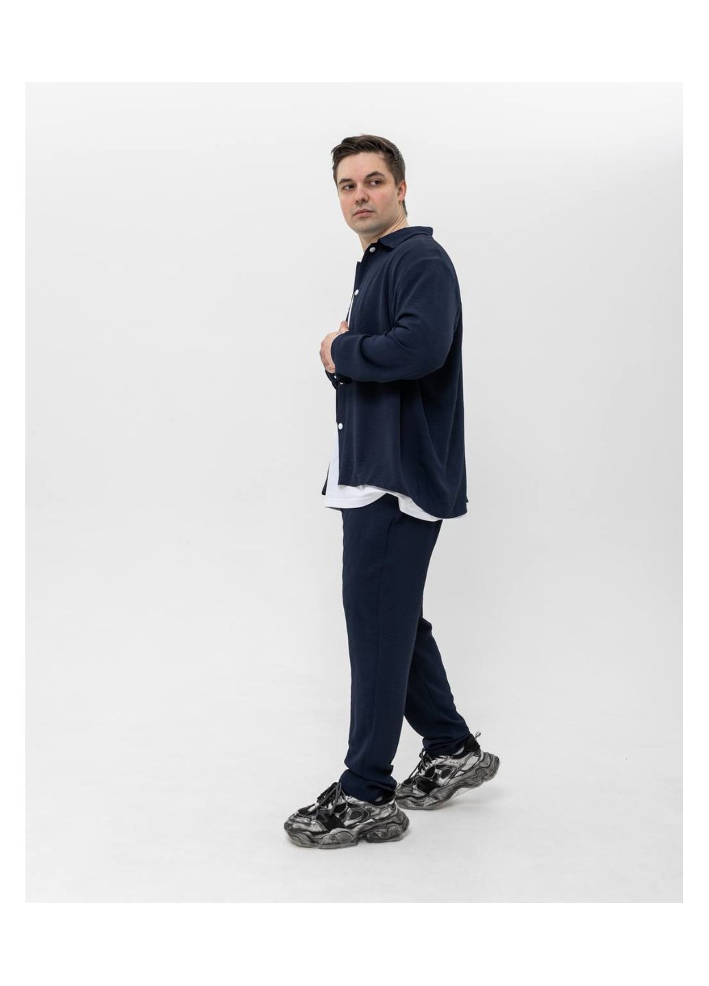 Синий демисезонный трендовый молодежный костюм брючный No Brand