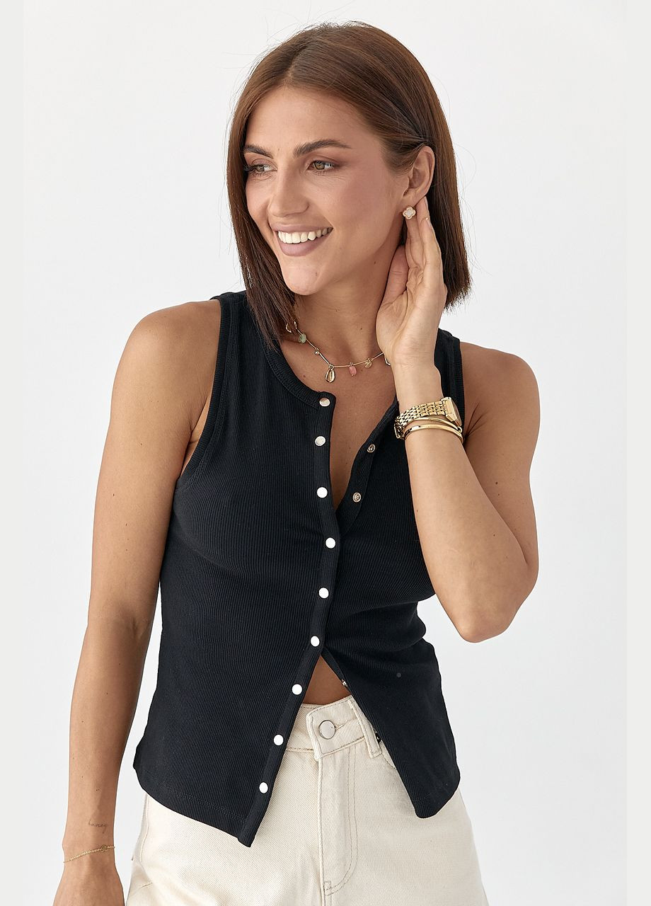 Майка в рубчик на кнопках Lurex — 339433467