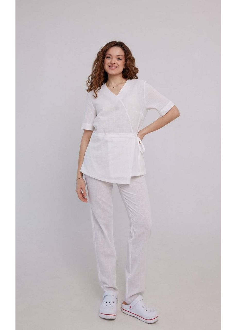 Медицинский костюм ткань жатка лен цвет Белый No Brand (365853766)