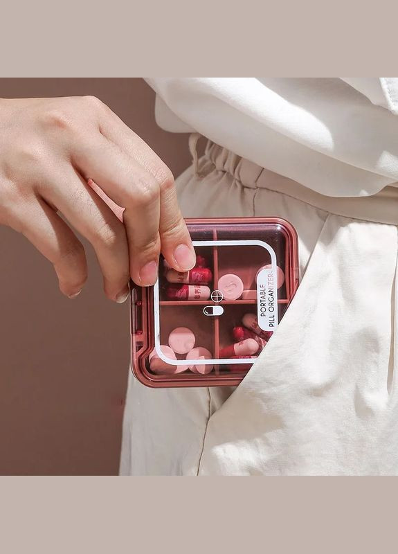 Двухслойная таблетница, органайзер для таблеток на 4 отдела Tablet, голубая More (299841478)