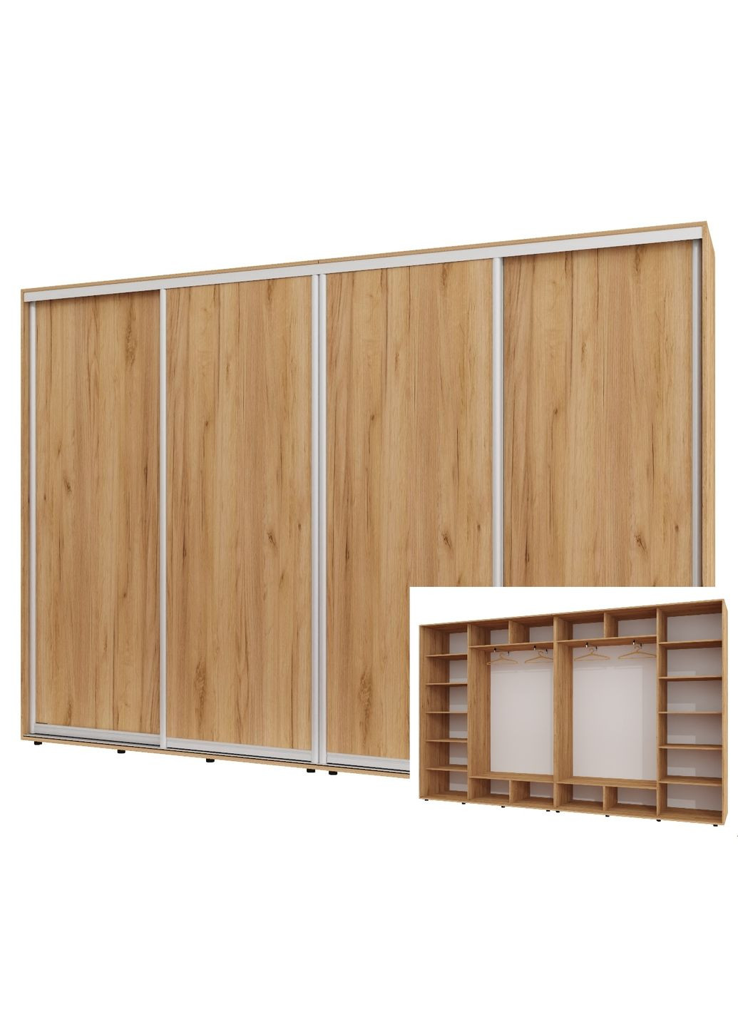 Шафа-купе чотиридверна 360*45*250 см Дуб крафт золотий 4 двері ДСП ШК-02 Алекса (360477828)