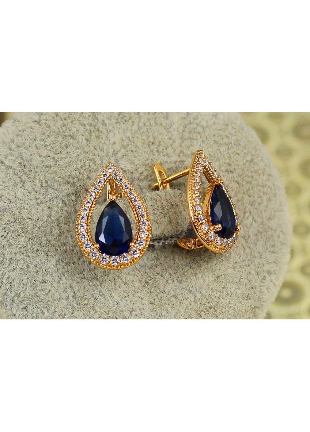 Серьги Капля с синим камнем в окантовке 1,8 см золотистые love-shopping Xuping Jewelry (354660789)