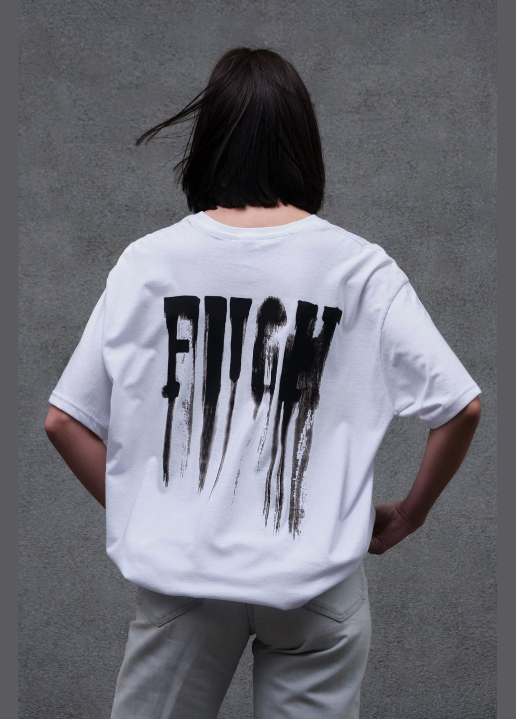 Оверсайз Футболка З Принтом Fight Without - (292553236)