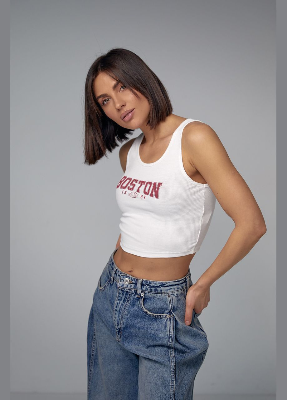 Майка в рубчик із принтом Boston Liton — 296469580