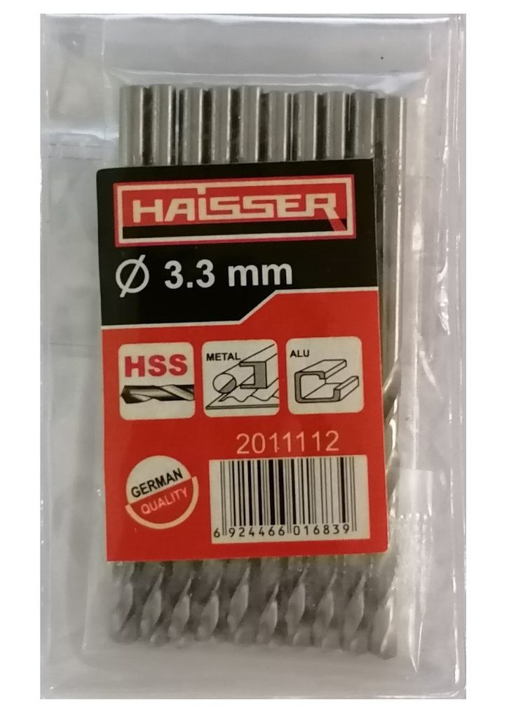 Сверло по металлу 3.3х36х65 мм цилиндрический хвостовик (DIN 338), (HS101007/2011112) 15837 Haisser (292565673)