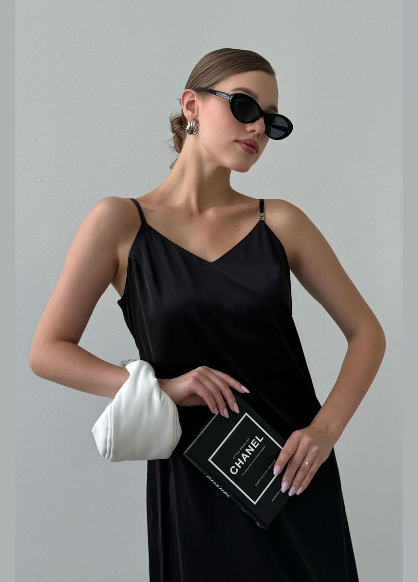 Черное праздничный, коктейльное, вечернее, деловое шелковое платье No Brand