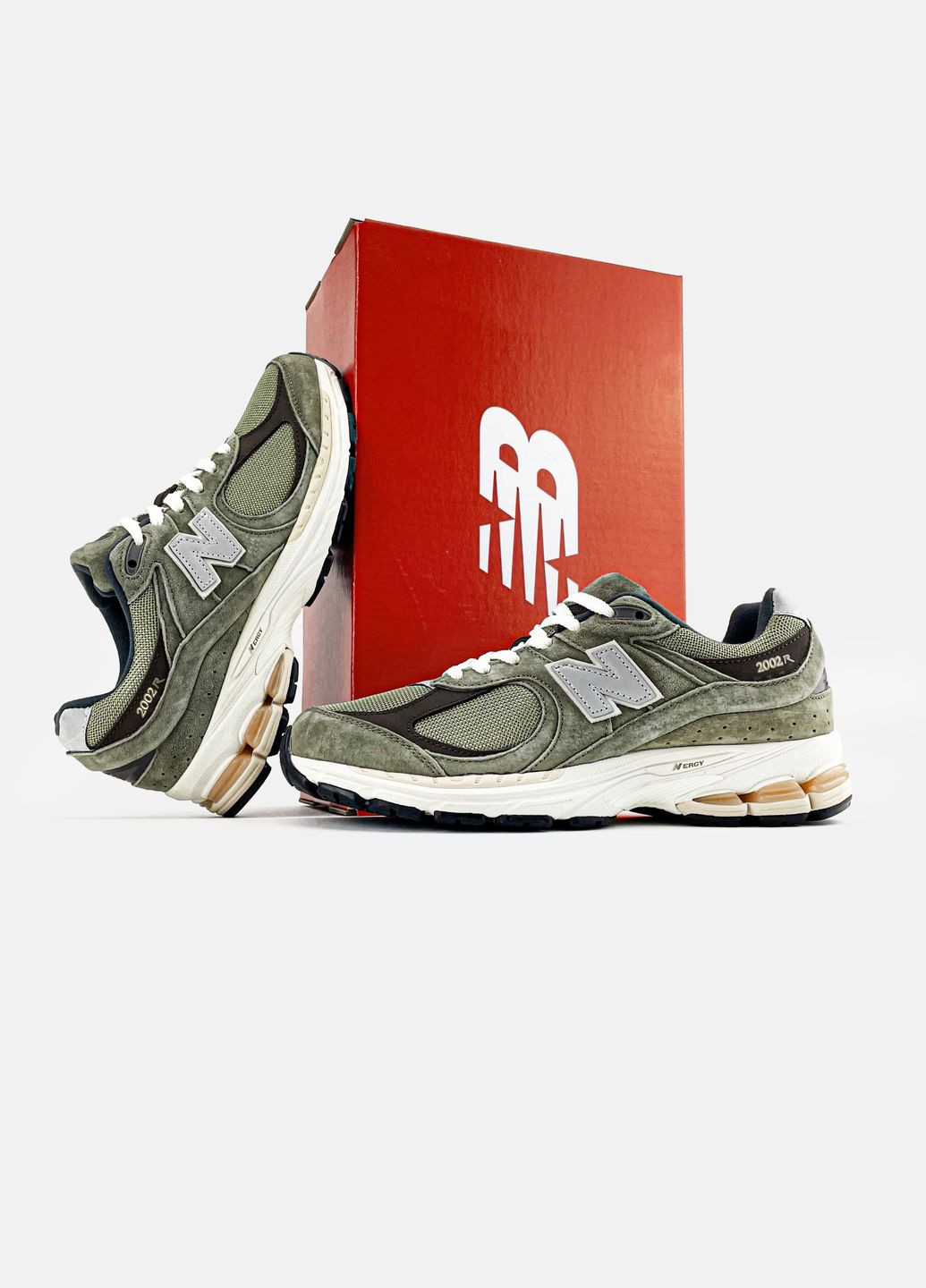 Оливковые (хаки) всесезонные кроссовки мужские new balance 2002r khaki | нью беланс 2002r хаки No Brand
