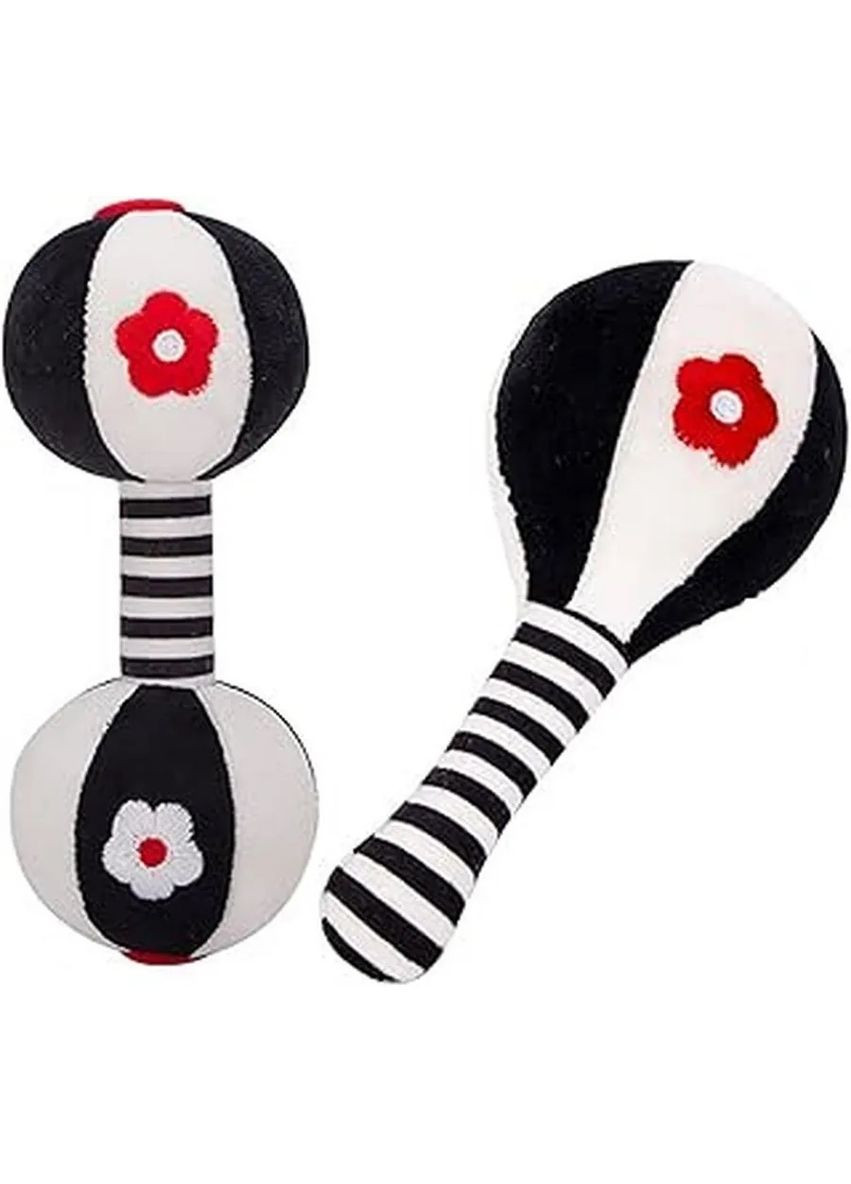 Набір з 2-х м’яких дитячих брязкалець маракаси Чорно-білі No Brand (358932947)