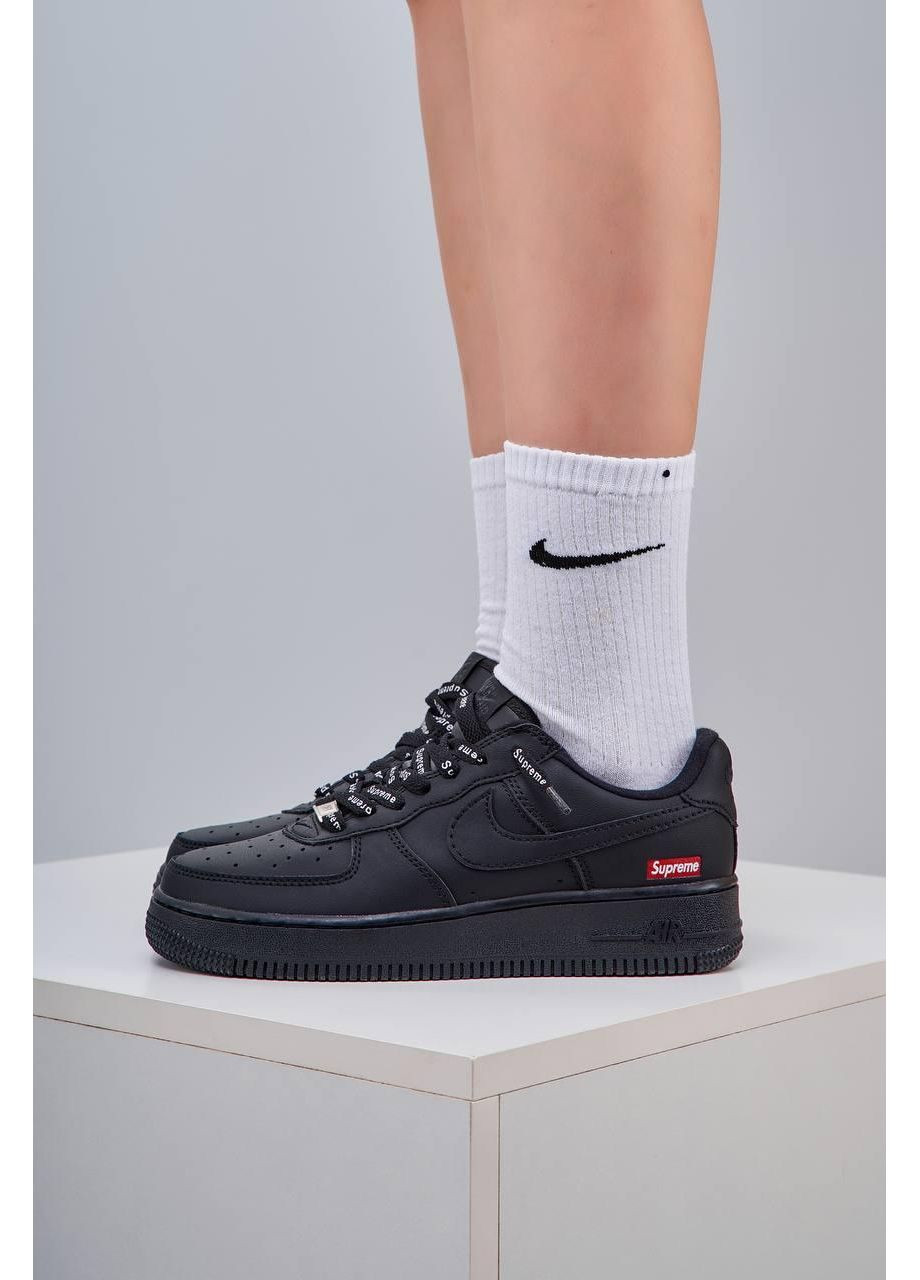 Чорні Осінні кросівки чоловічі nike air force 1 supreme black найк аір форс 1 преміум No Brand