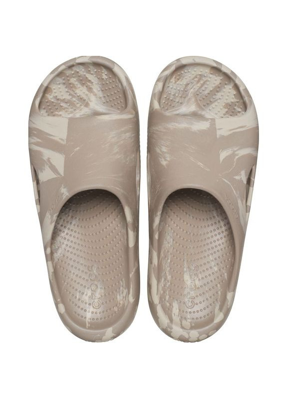 Бежевые женские кроксы mellow marbled slide m6w8-38-24.5 см mushroom/cobblestone 208579 Crocs