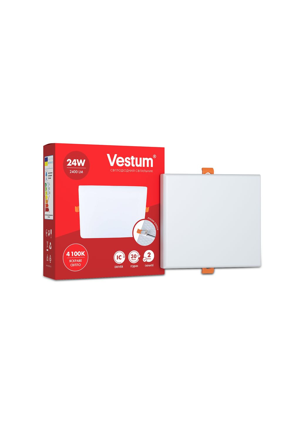 Квадратный светодиодный врезной светильник "без рамки" 24W 4100K 1-VS-5607 Vestum (362585359)