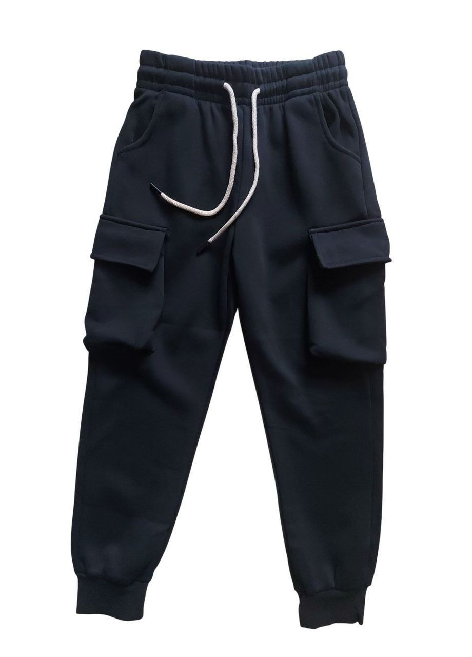 Спортивні на флісі для хлопців підлітків чорні карго Dola Elvin (371140916)