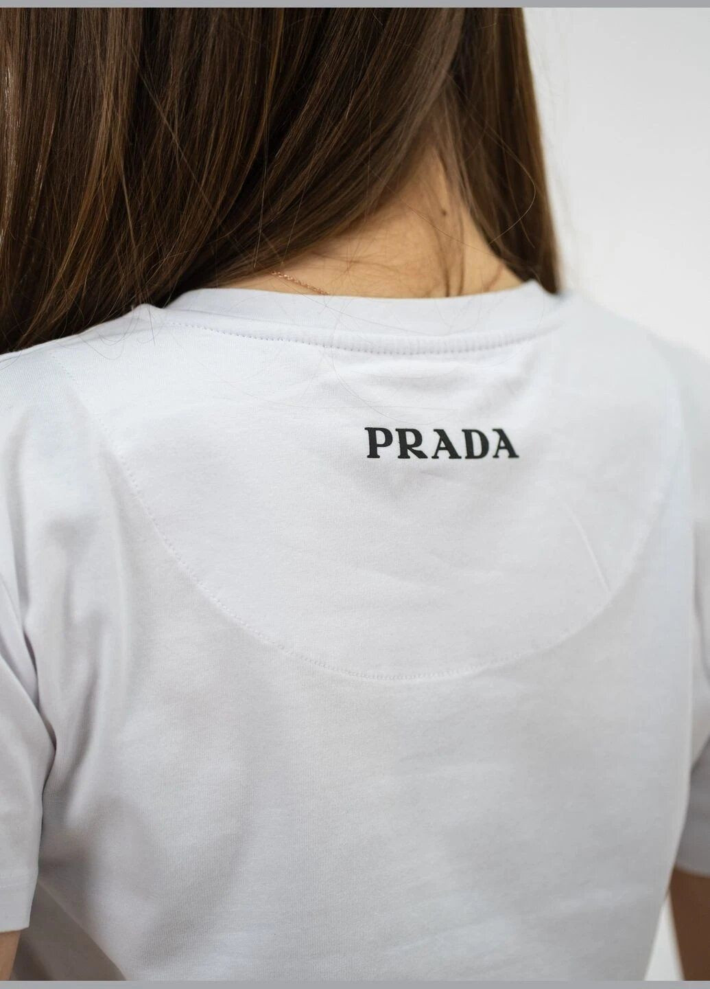Біла літня футболка жіноча з коротким рукавом Prada