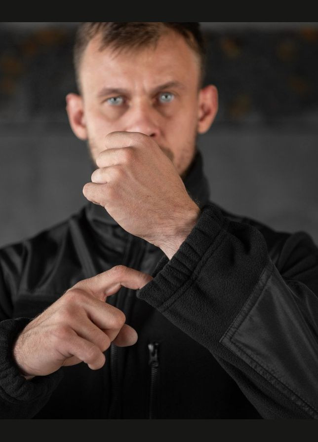 Тактическая мужская демисезонная кофта на флисе черная No Brand (305076269)